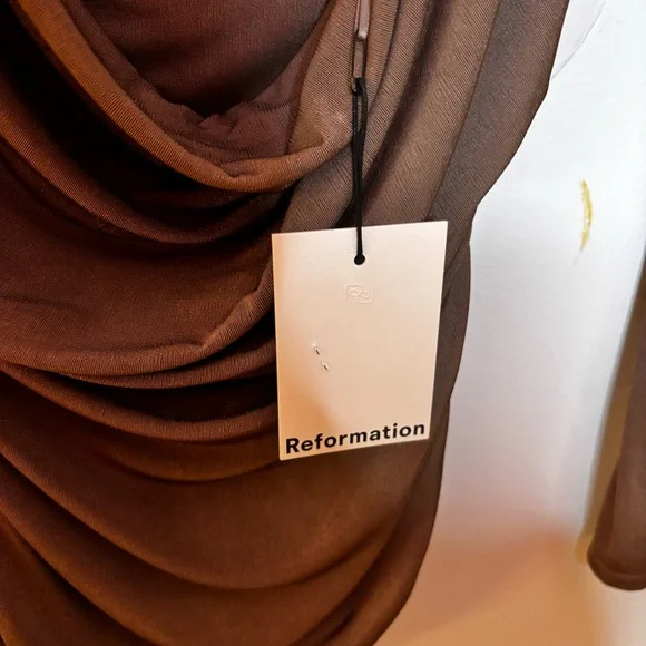 NWT Reformation Elegant Brown Drape Neck Top sz M (5) - Picture 5 of 5